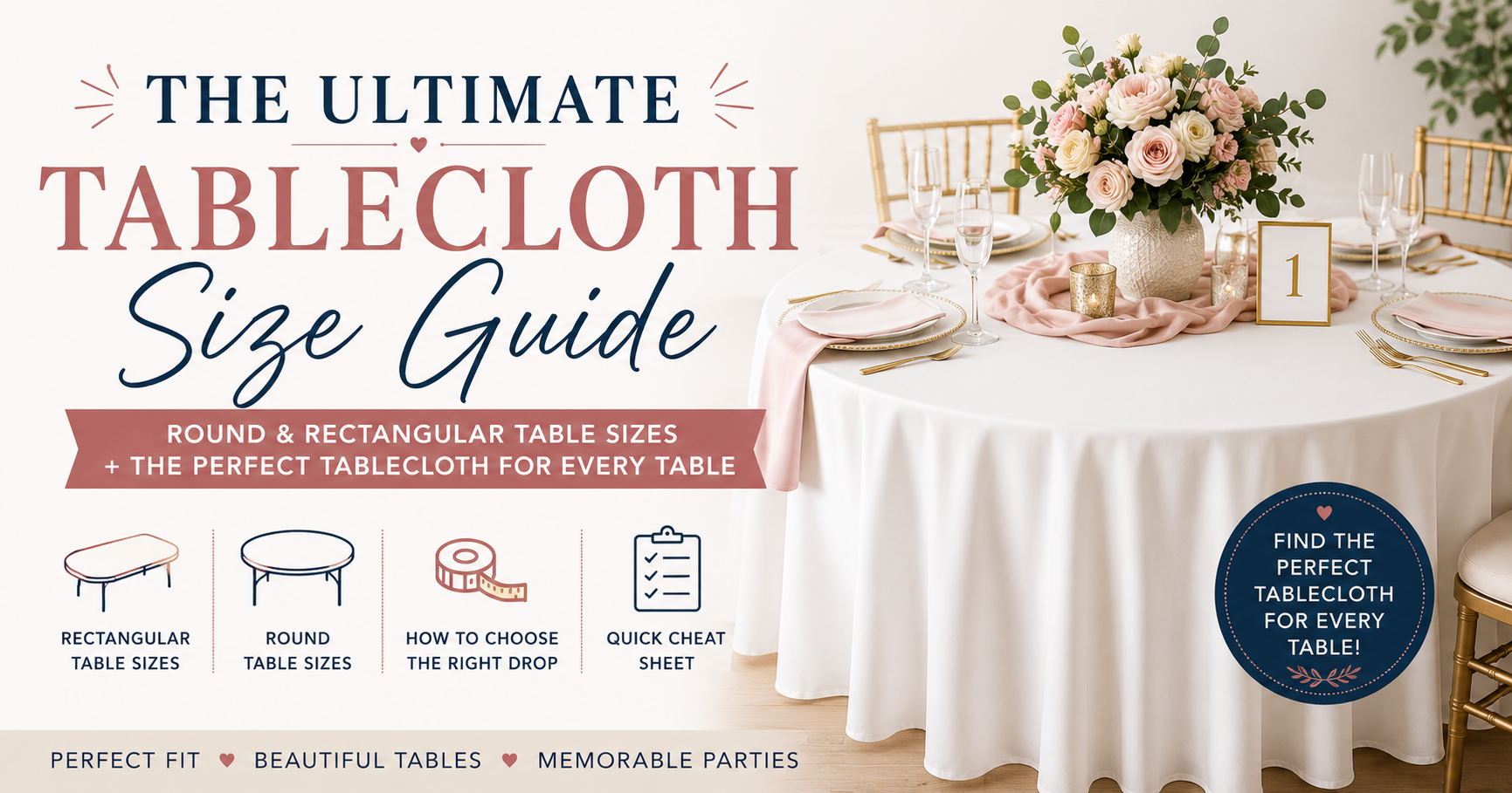 The Ultimate Tablecloth Size Guide for Round and Rectangular Tables